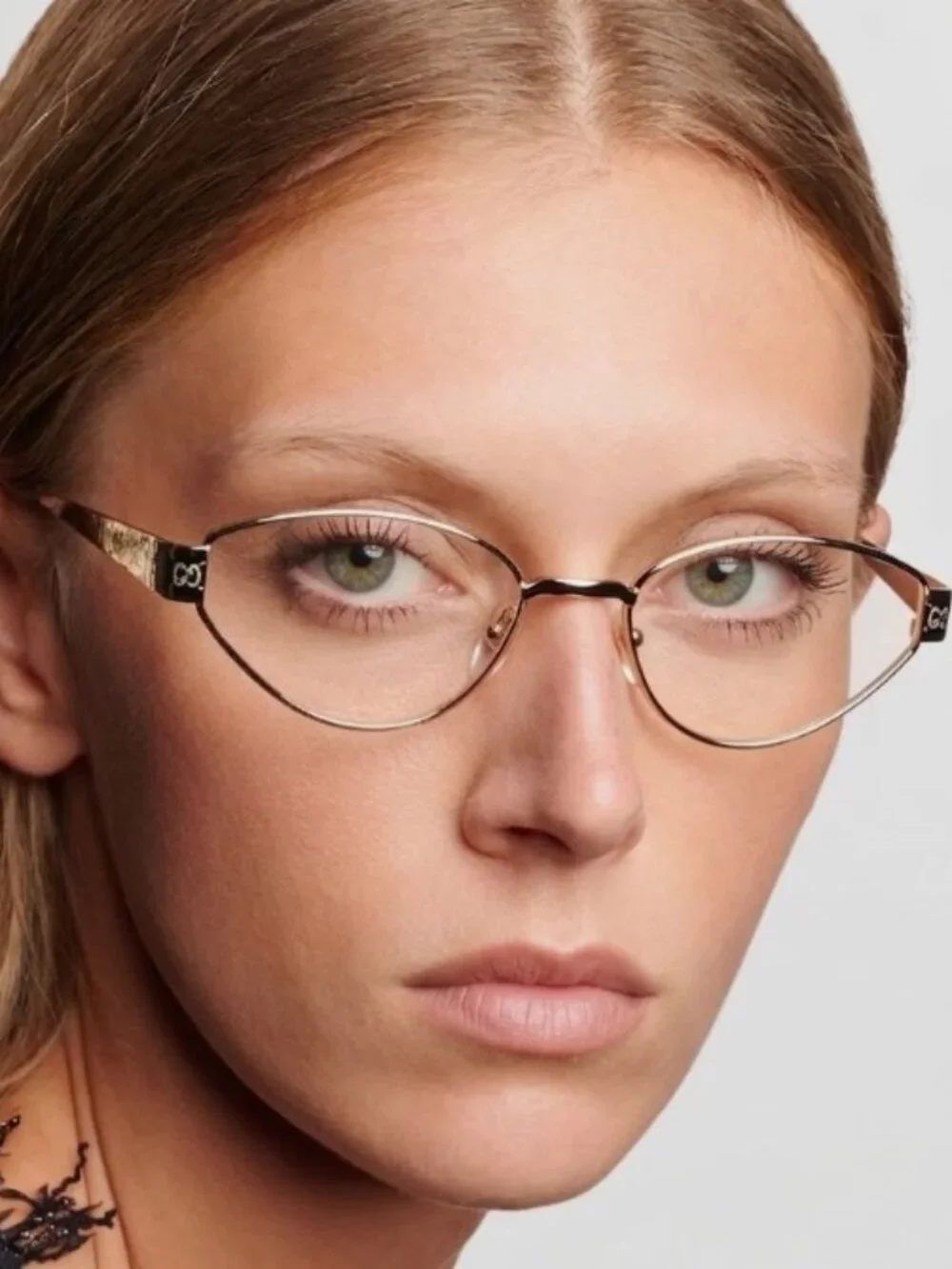 Gucci GG1853O 001 Cat Eye Eyeglasses 54mm - Gold with GG Pattern